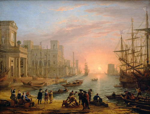 Seaport At Sunset by Claude Lorrain