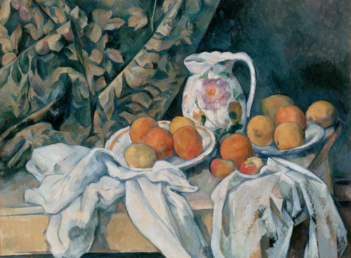 Still Life With A Curtain by Paul Cezanne