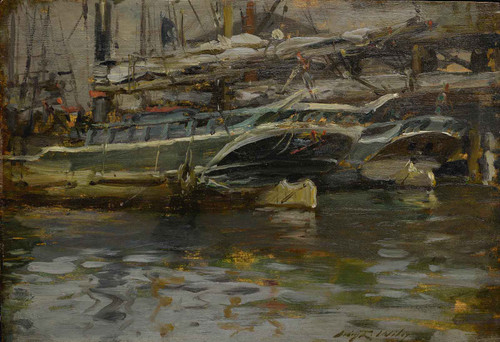 Untitled (Harbor Scene) by Irving Ramsey Wiles