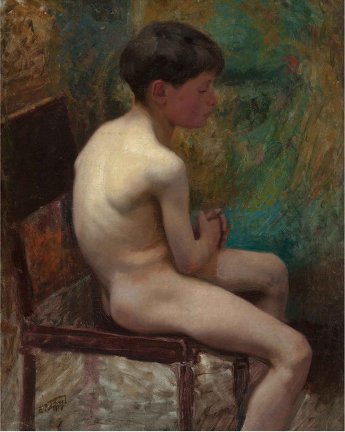 A Young Boy (Seated Boy) Circa 1890 by Edward Henry Potthast