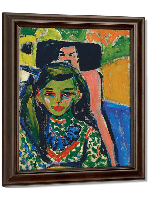 Fränzi In Front Of Carved Chair 1910 by Ernst Ludwig Kirchner