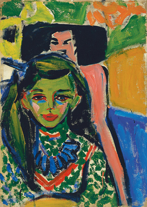 Fränzi In Front Of Carved Chair 1910 by Ernst Ludwig Kirchner