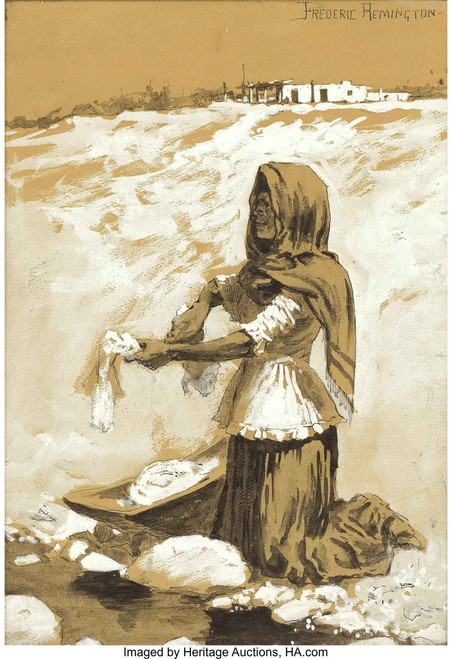 Mexican Woman Washing 1890 by Frederic Remington