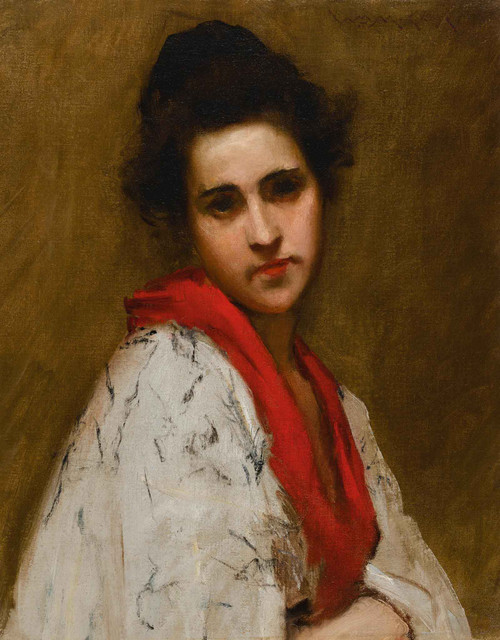 Portrait Of A Woman (Lady In Kimono) by William Merritt Chase