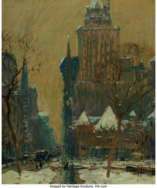 Snow Day Vanderbilt Mansion Fifth Avenue New York by Arthur Clifton Goodwin