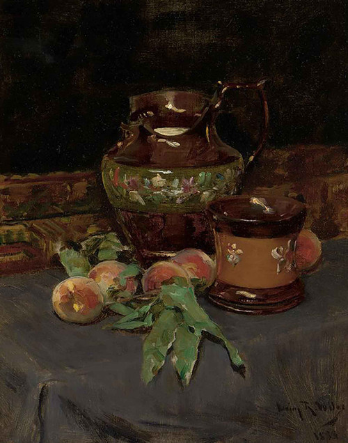 Still Life With Lustware And Peaches by Irving Ramsey Wiles