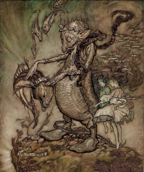 The Fish King And The Dog Fish 1904 by Arthur Rackham