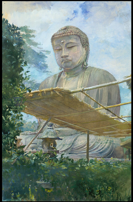 The Great Statue Of Amida Buddha At Kamakura Known As The Daibutsu From The Priests Garden by John La Farge