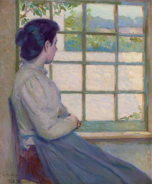 Woman Looking Out A Window (Portrait Of Am Hooey) 1895 by John La Farge