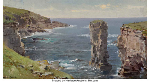 British Coastal View (Coast Of Cornwall) Circa 1880 by William Trost Richards British Coastal View (Coast Of Cornwall) Circa 1880 by William Trost Richards
