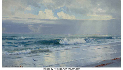 Crashing Waves Along The Seashore (Off The Coast Rhode Island) 1897 by William Trost Richards