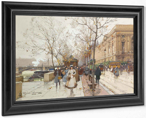 Les Quais Du Louvre by Eugene Galien Laloue