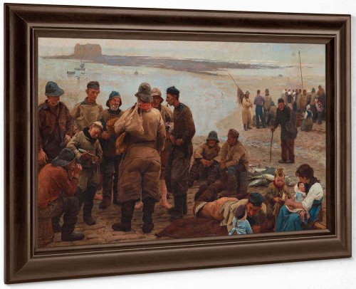 Return Of The Fishermen Scene From Pas De Calais by Lauritz Tuxen