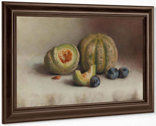 Still Life With Plums And Melons by Joseph Decker