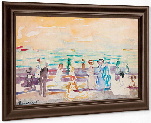 The Beach And Along The Sea With Boat And People A Double Sided Watercolor by Maurice Brazil Prendergast
