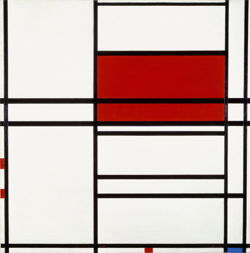 Composition Of Red And White Nom 1 Composition No 4 With Red And Blue by Peit Mondrian