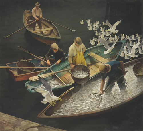 Dark Harbor Fishermen by Nc Wyeth