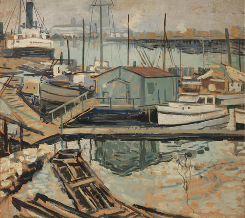 Dock With Shed 2 by Walter Elmer Schofield