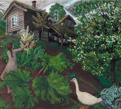 Natlys Rabarbra Gaas Og Haegg (Golden Spring by Nikolai Astrup