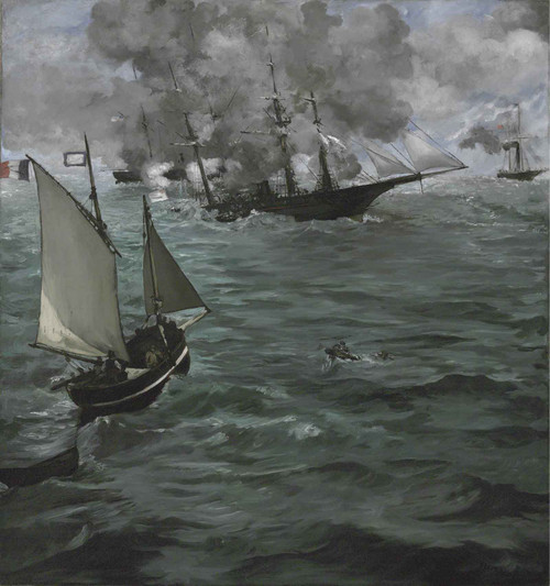 The Battle Of The Kearsarge And The Alabama By Manet Edouard by Manet Edouard