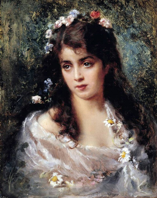 Girl Dressed As Flora By Konstantin Yegorovich Makovsky