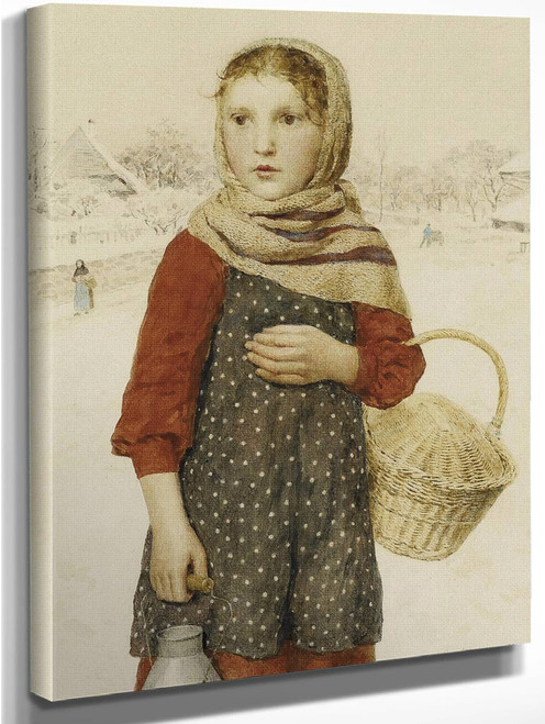 Girl In A Winter Landscape By Albert Anker