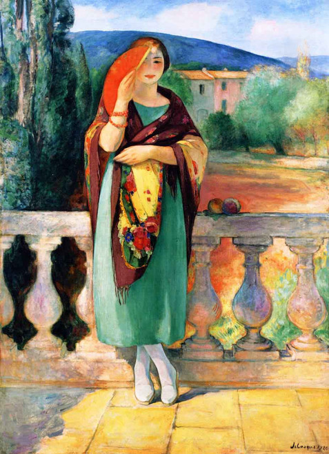 Girl With A Fan  By Henri Lebasque By Henri Lebasque