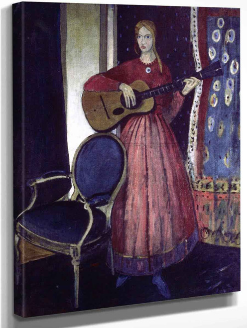 Girl With A Guitar By James Dickson Innes