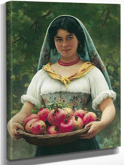 Girl With Pomegranates By Eugene De Blaas