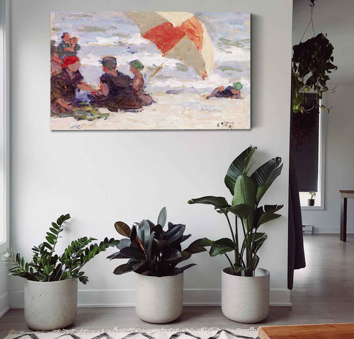 Bathers With Striped Umbrella Edward Henry Potthast