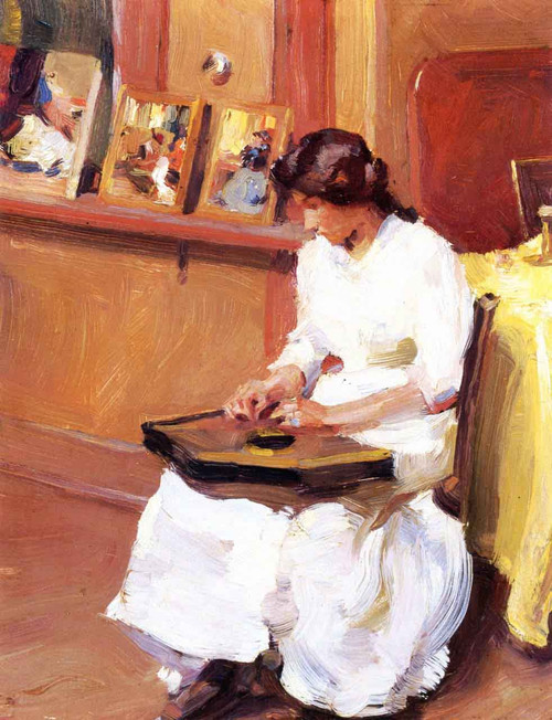 Girl With Zither By William James Glackens  By William James Glackens