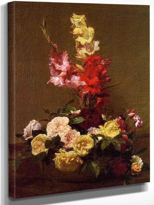 Gladiolas And Roses By Henri Fantin Latour By Henri Fantin Latour