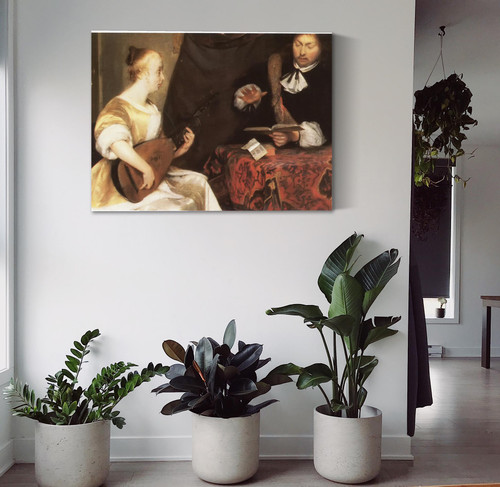 A Woman Playing A Theorbo To Two Men Johannes Vermeer