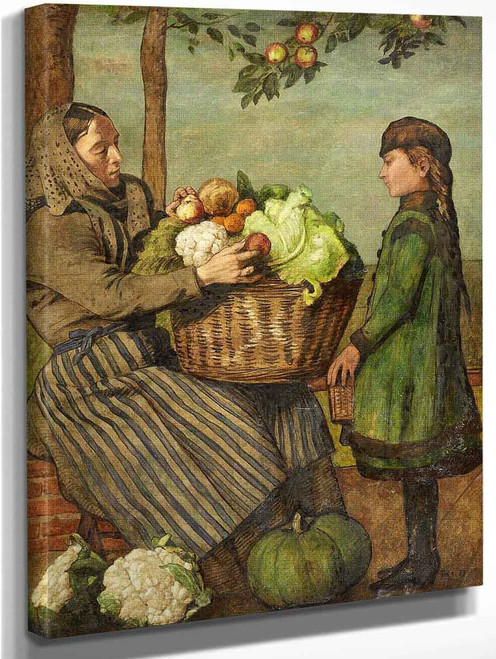 Grandmother And Granddaughter With A Basket Of Vegetables By Hans Thoma