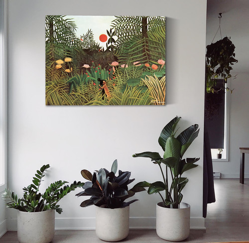 Jungle At Sunset With Attack Henri Rousseau