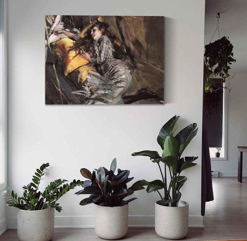 Ragazza Sdraiata Con Abito Scozzese Giovanni Boldini