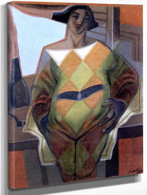 Harlequin In Front Of A Table By Juan Gris