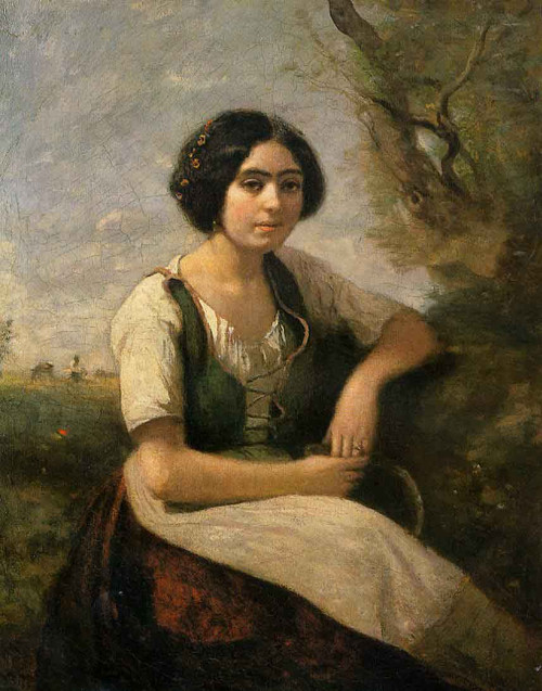 Harvester With Sickle By Jean Baptiste Camille Corot