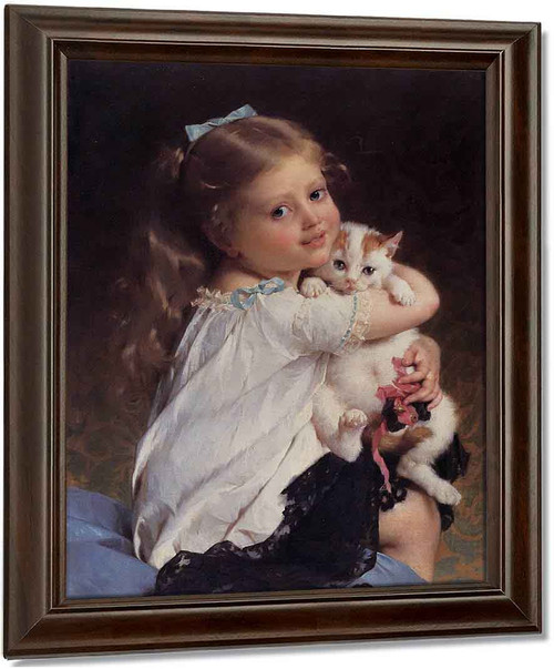 新作NEW模写油絵　油絵 Emile Munierの名作_少女と猫　MA3199　ユーラシアアート 人物画