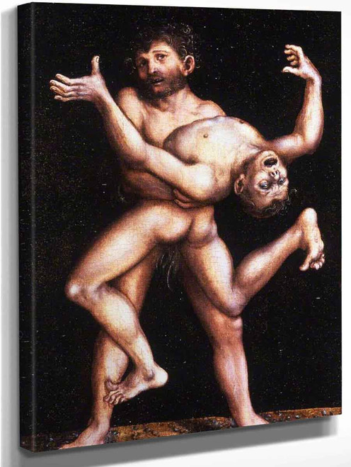 Hercules And Antaeus By Lucas Cranach The Elder By Lucas Cranach The Elder