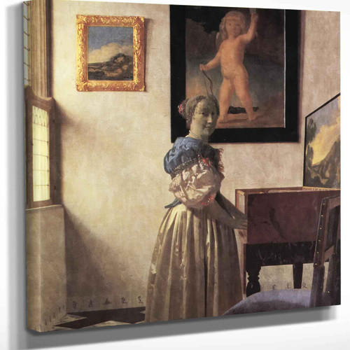 Young Woman Standing At Virginal Johannes Vermeer