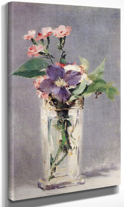 Pink And Clemantis In A Crystal Vase George Stubbs