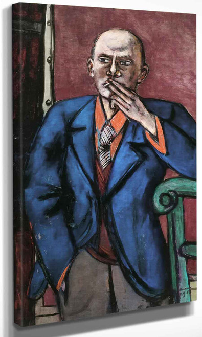 Self Portrait In Blue Jacket Max Beckmann