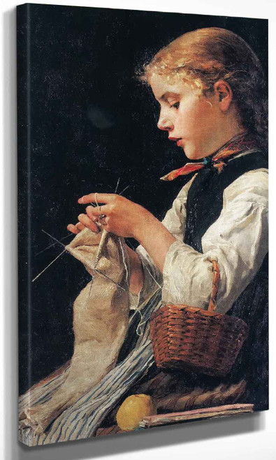 Strickendes Madchen Albert Anker
