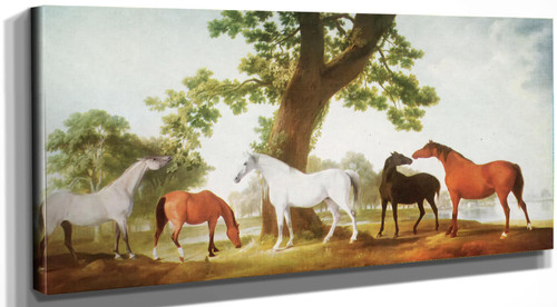 Mares By An Oak Tree George Stubbs