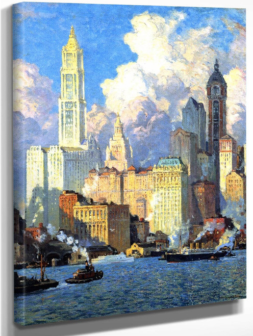 Hudson River Waterfront By Colin Campbell Cooper By Colin Campbell Cooper