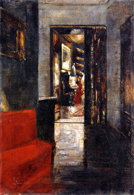 Interior With Woman At The Piano By Lesser Ury