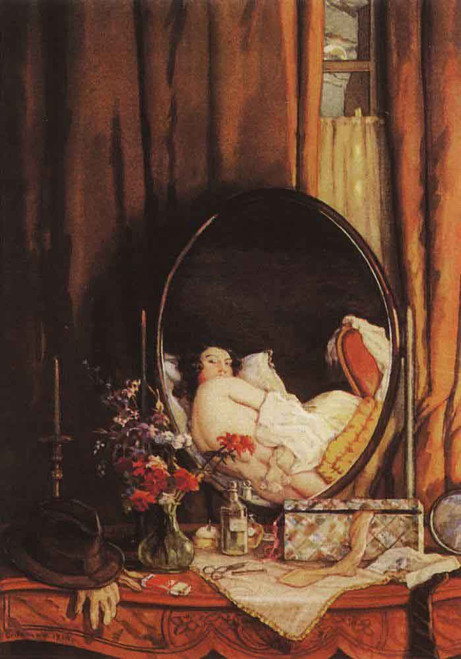 Intimate Reflection In The Mirror On The Dressing Table By Konstantin Somov