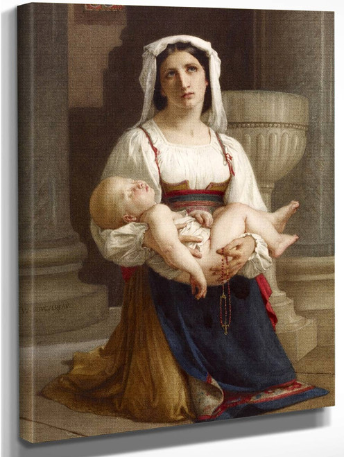 Italian Peasant Kneeling With Child By William Bouguereau