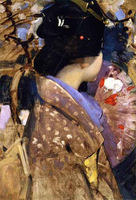 Japanese Lady With A Fan By George Henry, R.A., R.S.A., R.S.W.  By George Henry, R.A., R.S.A., R.S.W.